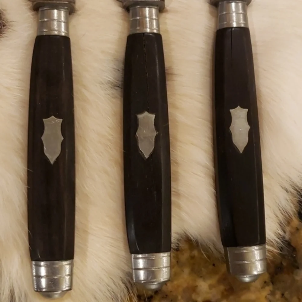 Vtg J Depirc Gembloix‎ Set 12 Knives/Brass Holder